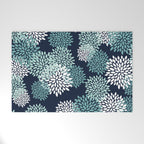 Floral Blooms in Navy, Teal and White Welcome Mat Gallery Image 1