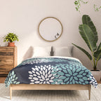 Floral Blooms in Navy, Teal and White Comforter Gallery Image 3