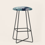 Floral Blooms in Navy, Teal and White Stool Gallery Image 1