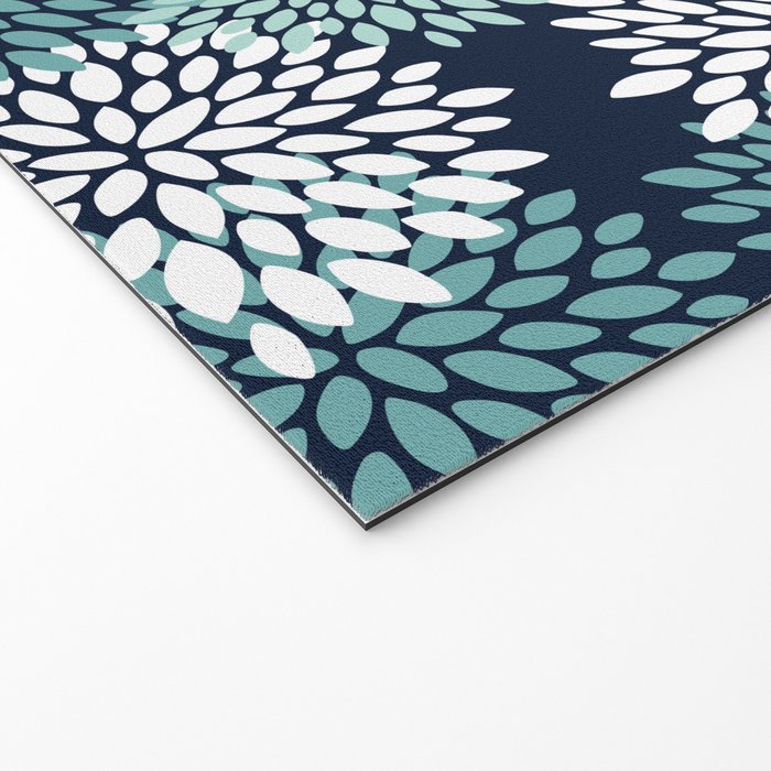 Floral Blooms in Navy, Teal and White Welcome Mat Gallery Image 2