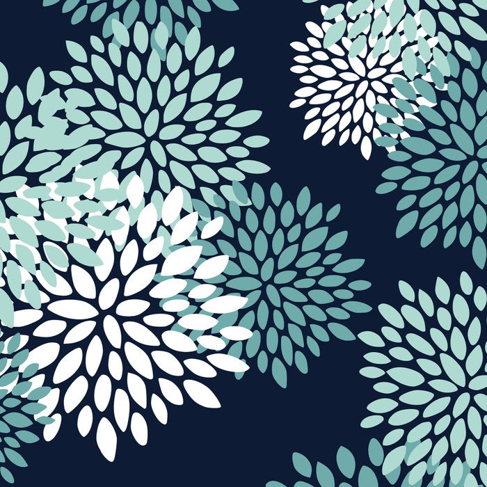 Floral Blooms in Navy, Teal and White Coffee Mug Gallery Image 2