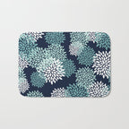 Floral Blooms in Navy, Teal and White Bath Mat Gallery Image 1