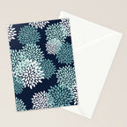 Floral Blooms in Navy, Teal and White Stationery Card Gallery Image 2