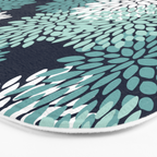 Floral Blooms in Navy, Teal and White Bath Mat Gallery Image 3