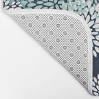 Floral Blooms in Navy, Teal and White Bath Mat Gallery Image 2