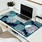 Floral Blooms in Navy, Teal and White Desk Mat Gallery Image 2