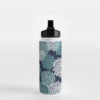 Floral Blooms in Navy, Teal and White Water Bottle Gallery Image 2