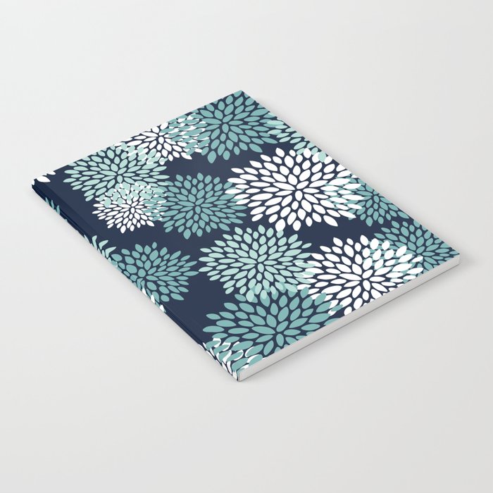 Floral Blooms in Navy, Teal and White Notebook Gallery Image 2