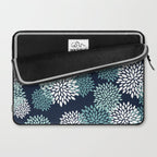 Floral Blooms in Navy, Teal and White Laptop Sleeve Gallery Image 2