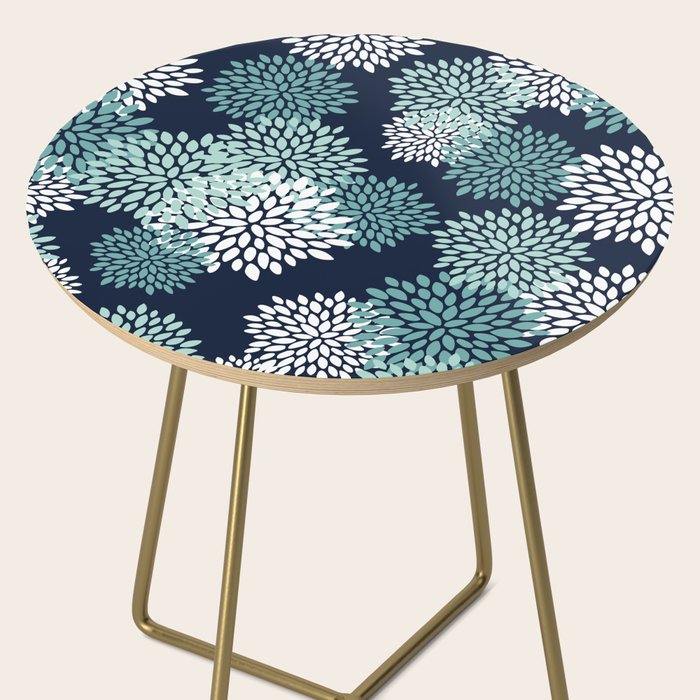 Floral Blooms in Navy, Teal and White Side Table Gallery Image 2