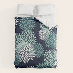 Floral Blooms in Navy, Teal and White Comforter Gallery Image 6