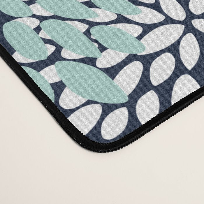 Floral Blooms in Navy, Teal and White Desk Mat Gallery Image 4