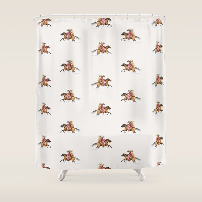 Cowboy Claus - White Shower Curtain Gallery Image 1