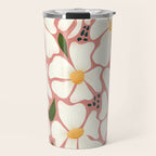 White Daisies On Pink Travel Mug Gallery Image 1