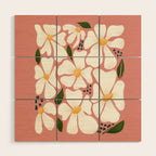 White Daisies On Pink Wood Wall Art Gallery Image 1