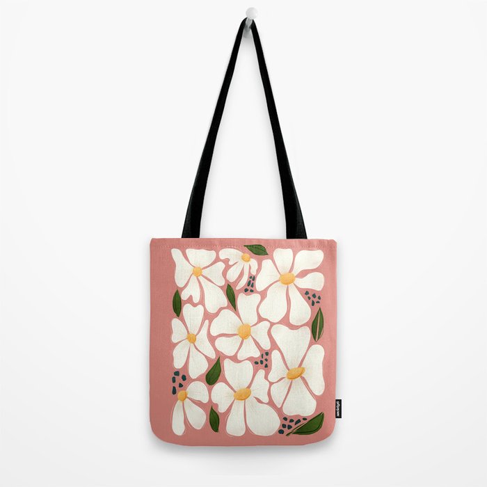White Daisies On Pink Tote Bag Gallery Image 2