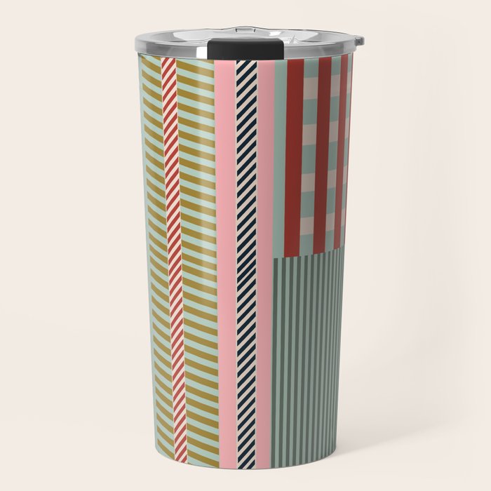 Vintage Striped Geometric Travel Mug Gallery Image 1
