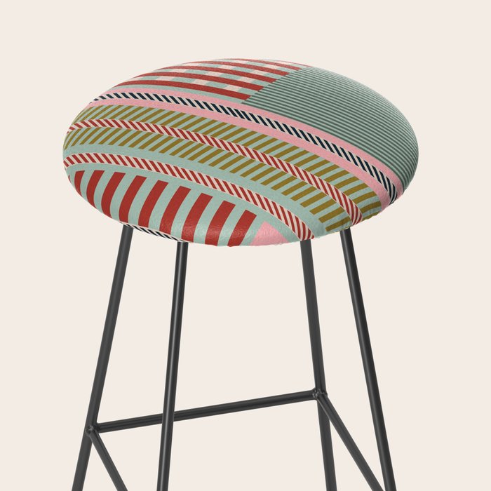 Vintage Striped Geometric Stool Gallery Image 2