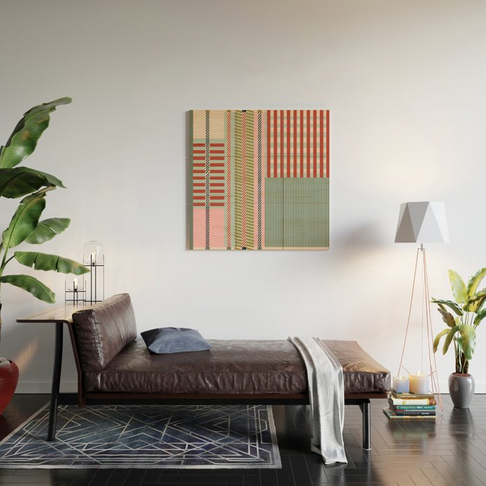 Vintage Striped Geometric Wood Wall Art Gallery Image 2