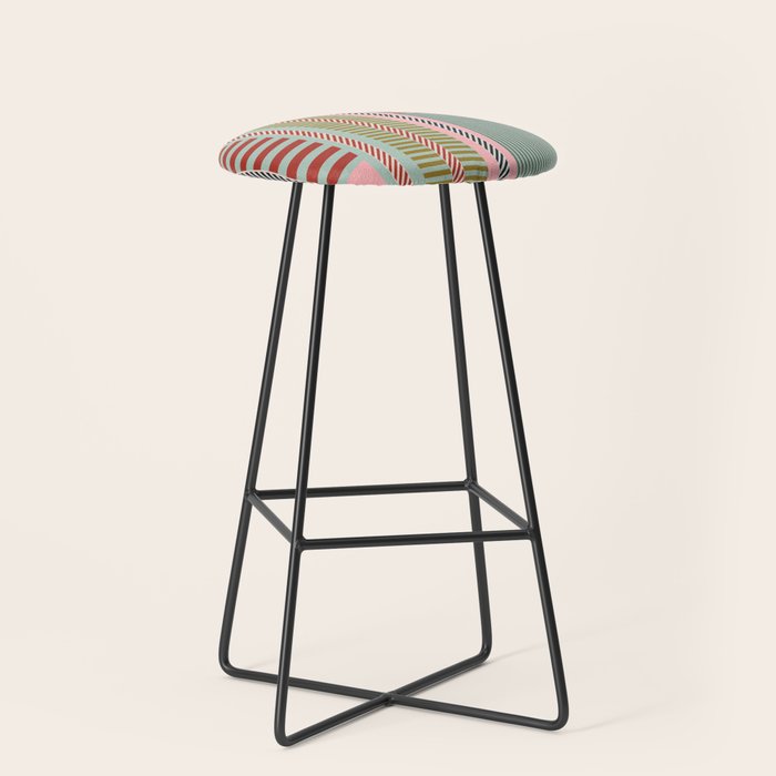 Vintage Striped Geometric Stool Gallery Image 1
