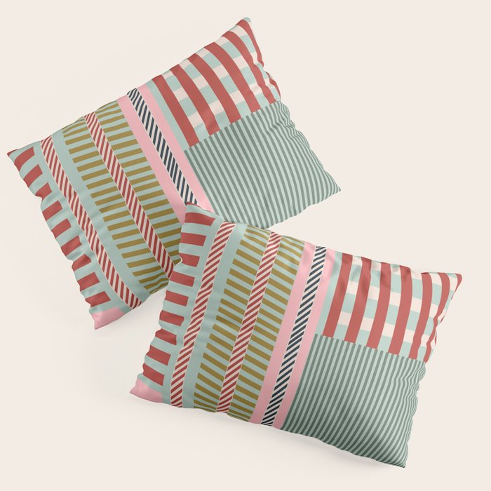 Vintage Striped Geometric Pillow Sham Gallery Image 3
