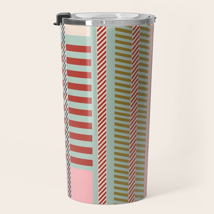 Vintage Striped Geometric Travel Mug Gallery Image 3