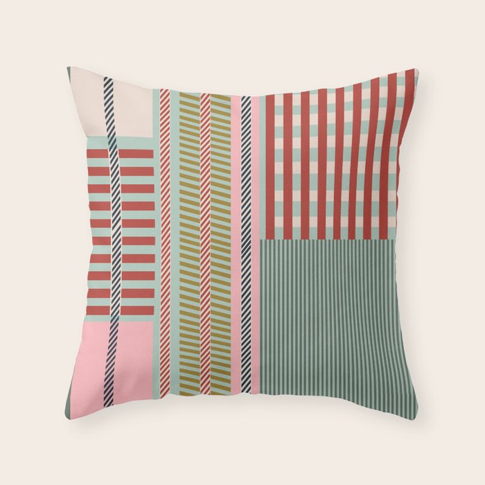 Vintage Striped Geometric Throw Pillow Gallery Image 6