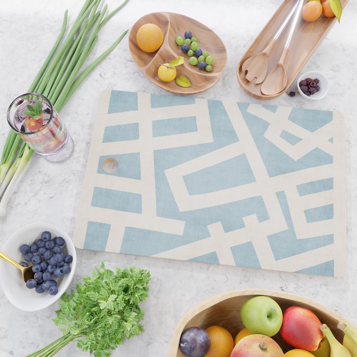 Light Blue Geometric Abstract Artwork Cutting Board Gallery Image 2