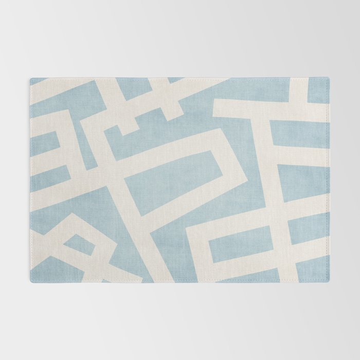 Light Blue Geometric Abstract Artwork Rug Gallery Image 2
