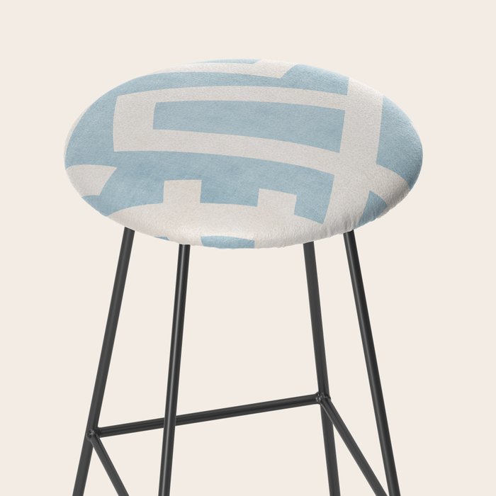 Light Blue Geometric Abstract Artwork Stool Gallery Image 2