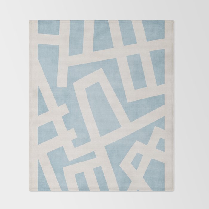 Light Blue Geometric Abstract Artwork Throw Blanket Gallery Image 2