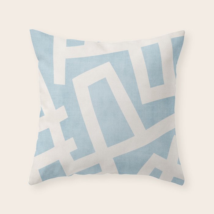 Light Blue Geometric Abstract Artwork Throw Pillow Gallery Image 6