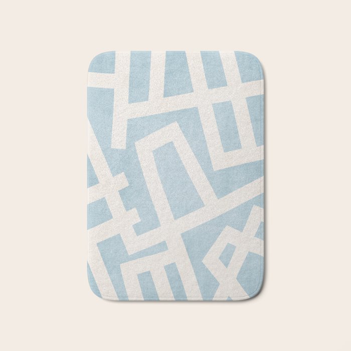 Light Blue Geometric Abstract Artwork Bath Mat Gallery Image 1