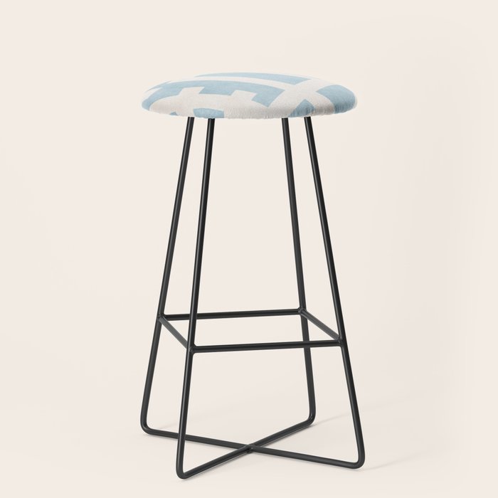 Light Blue Geometric Abstract Artwork Stool Gallery Image 1