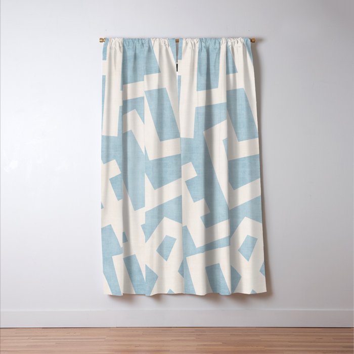 Light Blue Geometric Abstract Artwork Window Curtain Gallery Image 3