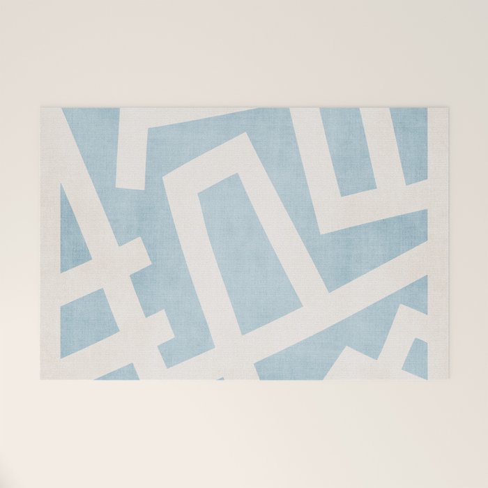 Light Blue Geometric Abstract Artwork Welcome Mat Gallery Image 1