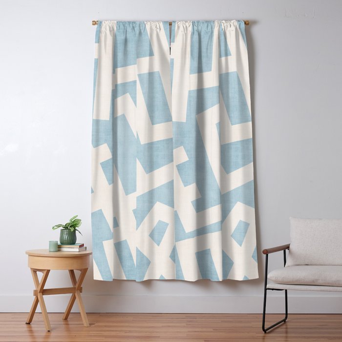 Light Blue Geometric Abstract Artwork Window Curtain Gallery Image 1