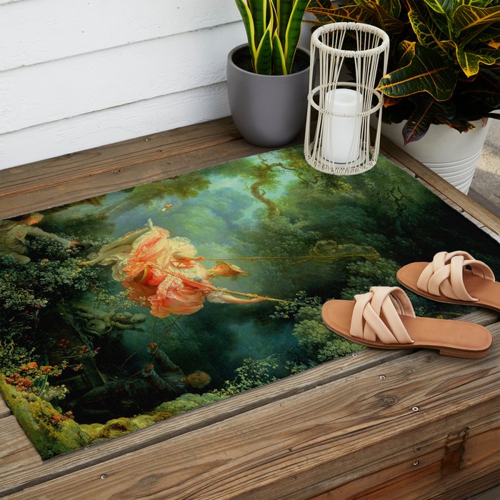 Jean-Honoré Fragonard "The Swing (L'Escarpolette)(The Happy Accidents of the Swing") Outdoor Rug Gallery Image 2
