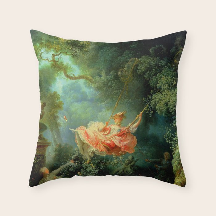 Jean-Honoré Fragonard "The Swing (L'Escarpolette)(The Happy Accidents of the Swing") Throw Pillow Gallery Image 6