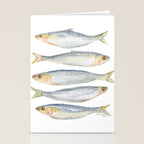 Sardine Fish Watercolor  Stationery Card Gallery Image 2