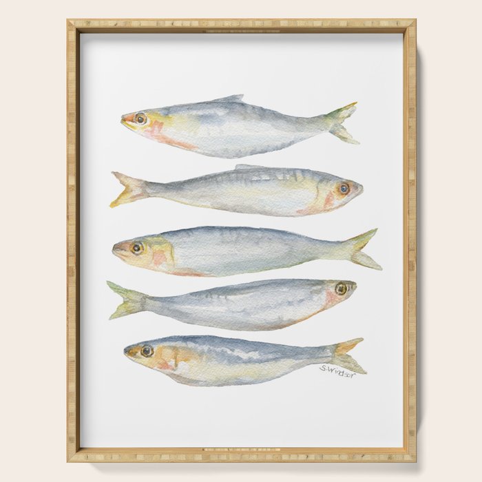 Sardine Fish Watercolor  Serving Tray Gallery Image 1