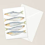 Sardine Fish Watercolor  Stationery Card Gallery Image 2