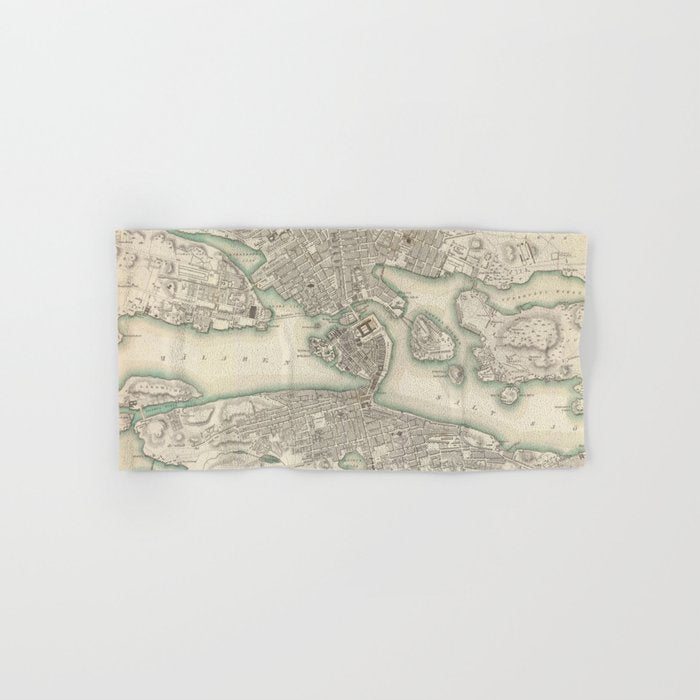 Vintage Map of Stockholm Sweden (1838) Towels Gallery Image 1