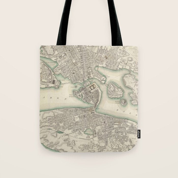 Vintage Map of Stockholm Sweden (1838) Tote Bag Gallery Image 1