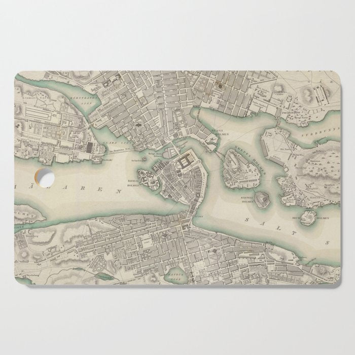 Vintage Map of Stockholm Sweden (1838) Cutting Board Gallery Image 1