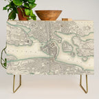 Vintage Map of Stockholm Sweden (1838) Credenza Gallery Image 1