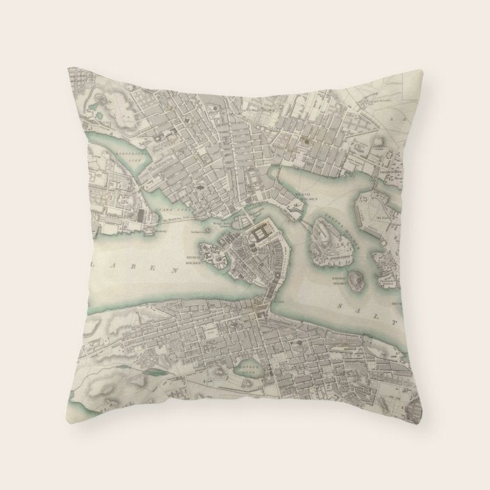 Vintage Map of Stockholm Sweden (1838) Throw Pillow Gallery Image 3