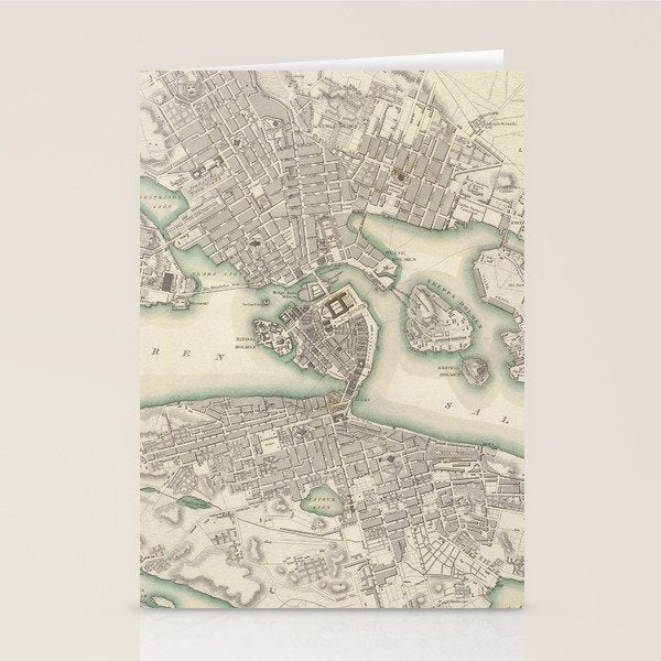 Vintage Map of Stockholm Sweden (1838) Stationery Card Gallery Image 1