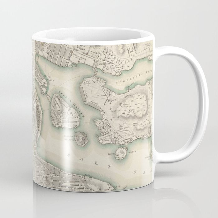 Vintage Map of Stockholm Sweden (1838) Coffee Mug Gallery Image 1