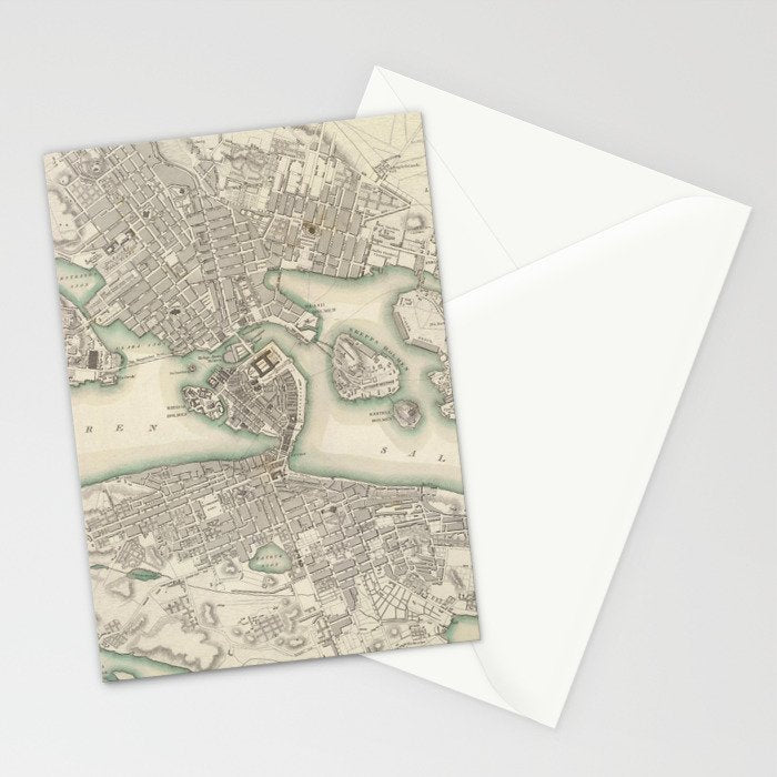 Vintage Map of Stockholm Sweden (1838) Stationery Card Gallery Image 2